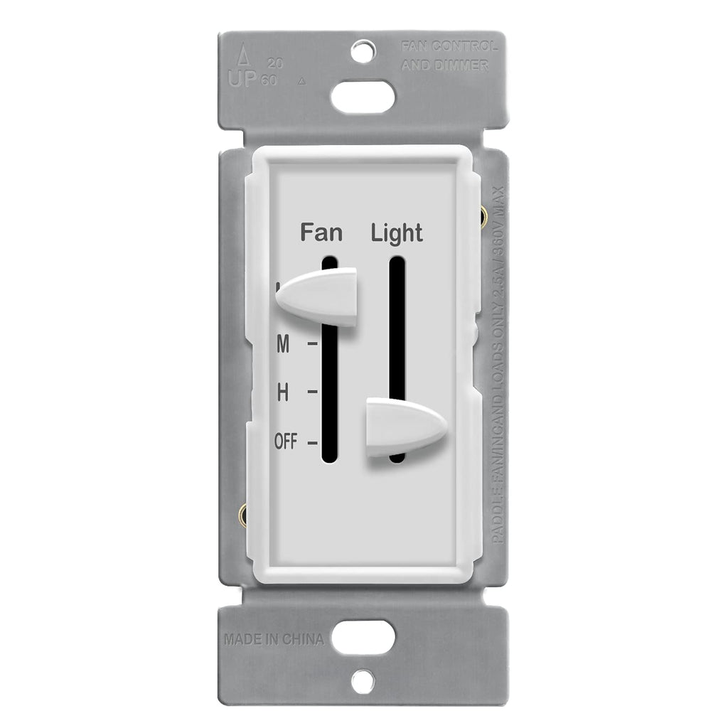 White 2.5A Ceiling Fan Control and LED Dimmer Light Switch N105645