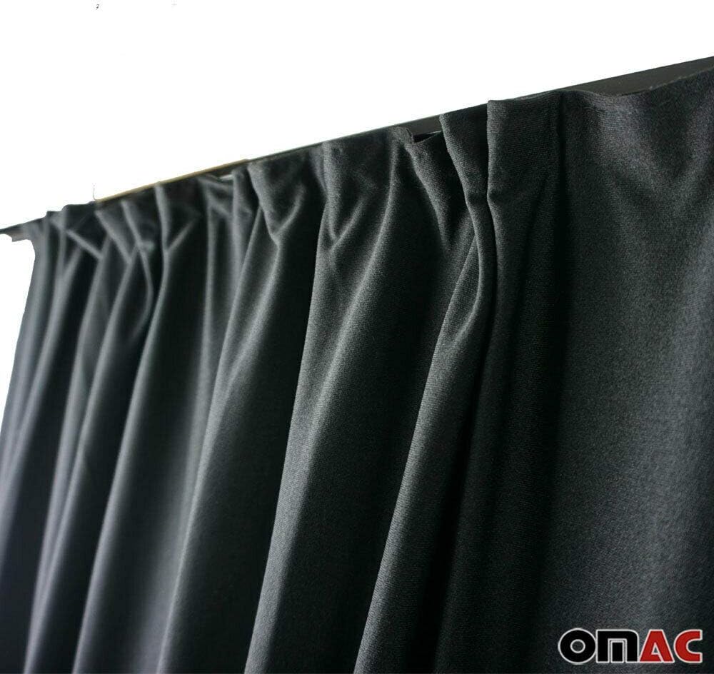 Black Campervan Divider Curtains Blinds Kit 2 pcs. Curtains 1pcs. Profiles Screws (54x39 inch) V86578