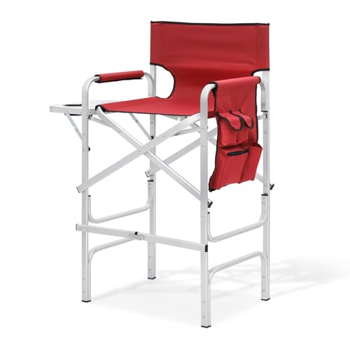 Dark Green Folding Camping Director Chair with Side Table F836