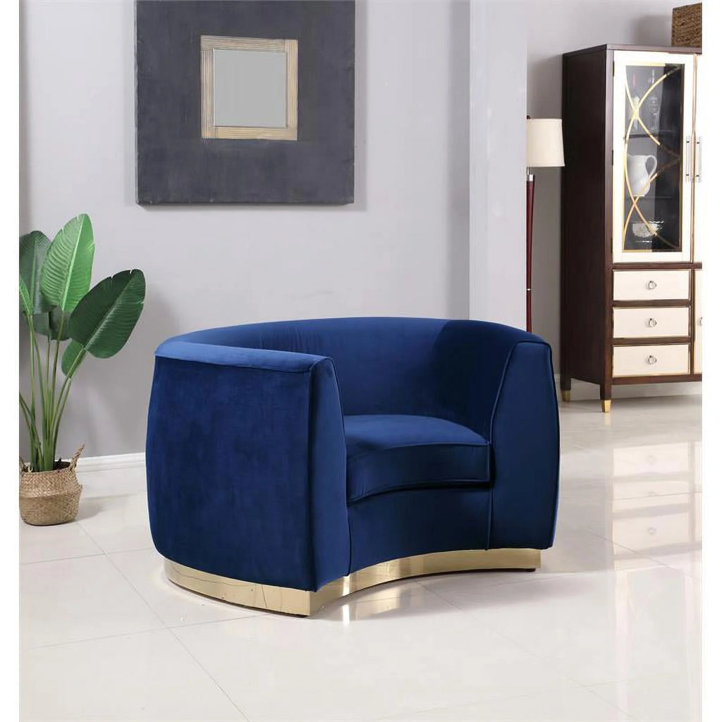 Navy and Gold Velvet Accent Chair and Chaise 2-Piece Set U5994