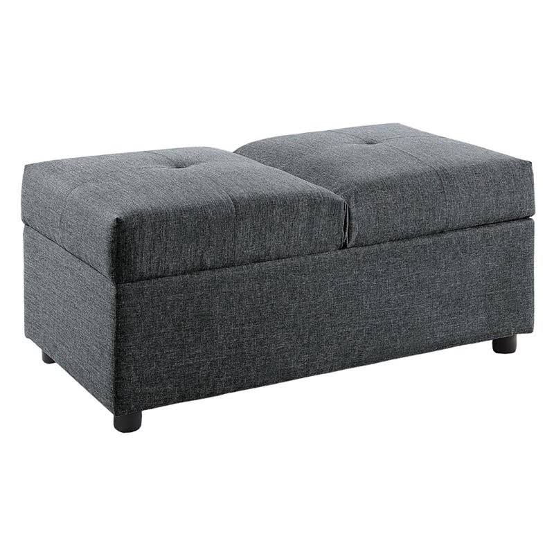 Gray Wood Storage Ottoman with Chair A353