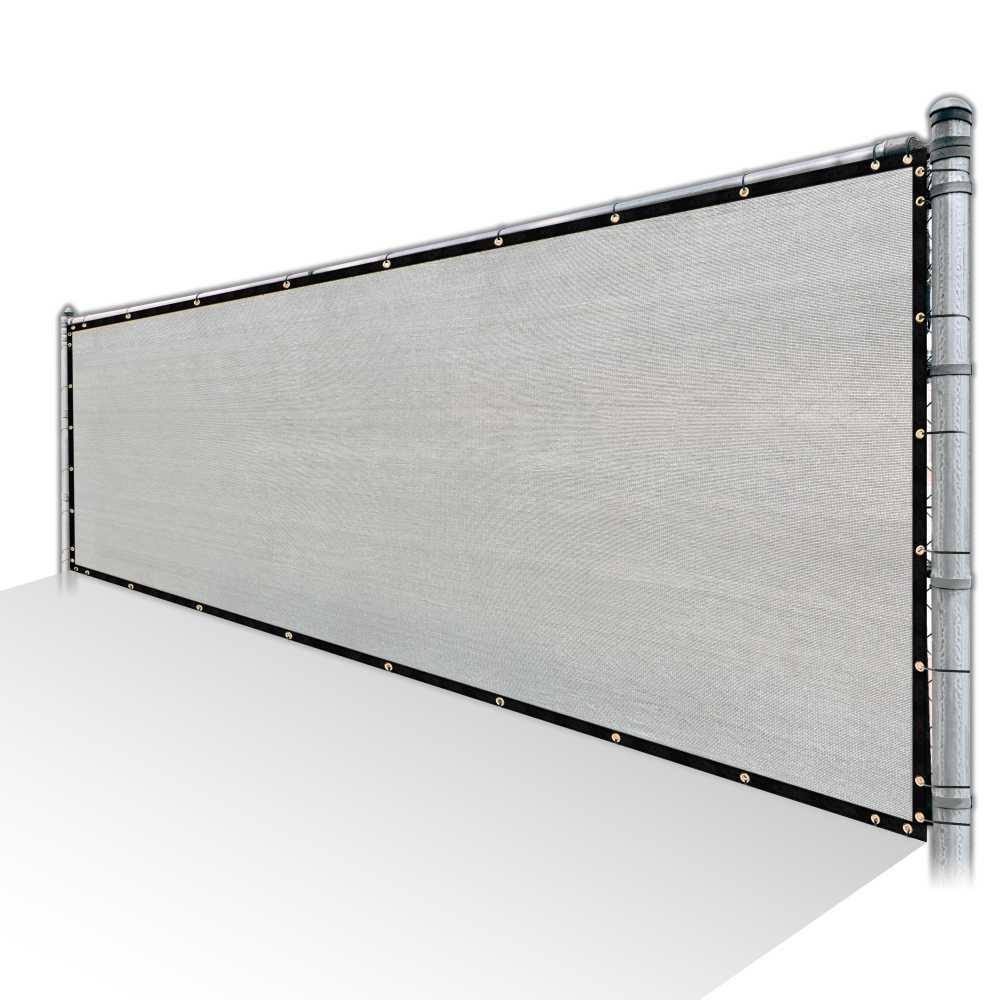 Grey Privacy Fence Screen HDPE Mesh with Reinforced Grommets A108606