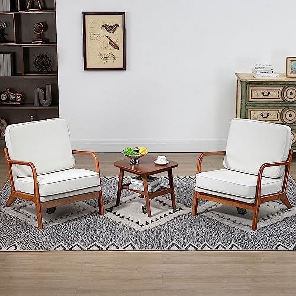 Black Linen Fabric Accent Armchair Set of 2 with Wooden Frame N895