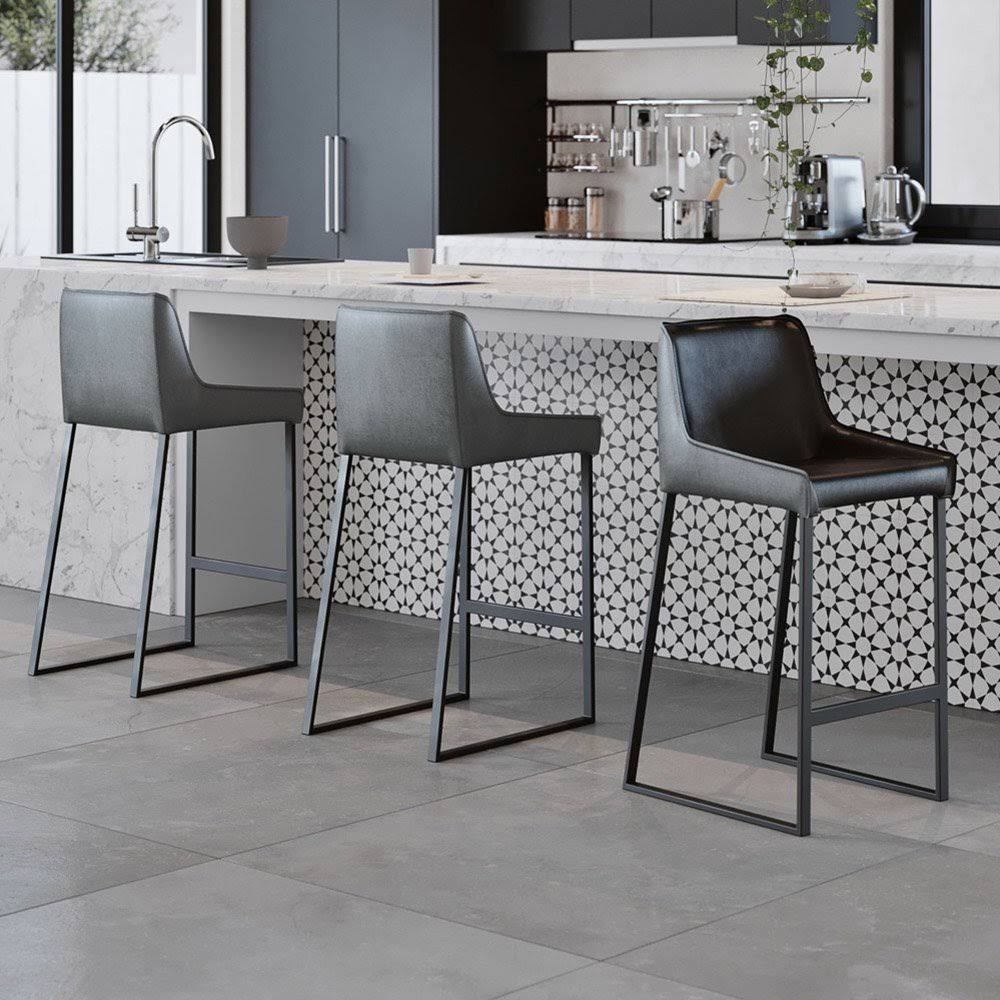 Black and Dark Gray Leatherette Counter Stool K90788