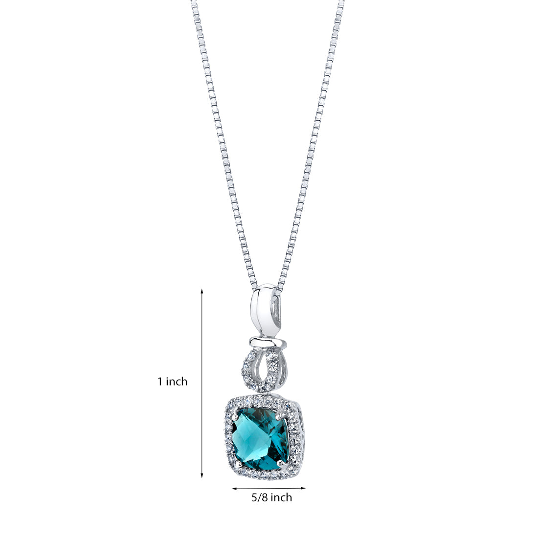 18" London Blue Topaz and White Topaz Pendant in 14K White Gold C15714