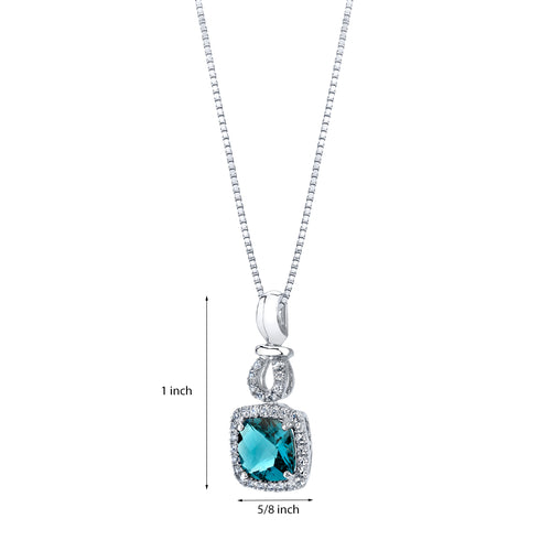 18" London Blue Topaz and White Topaz Pendant in 14K White Gold C15714