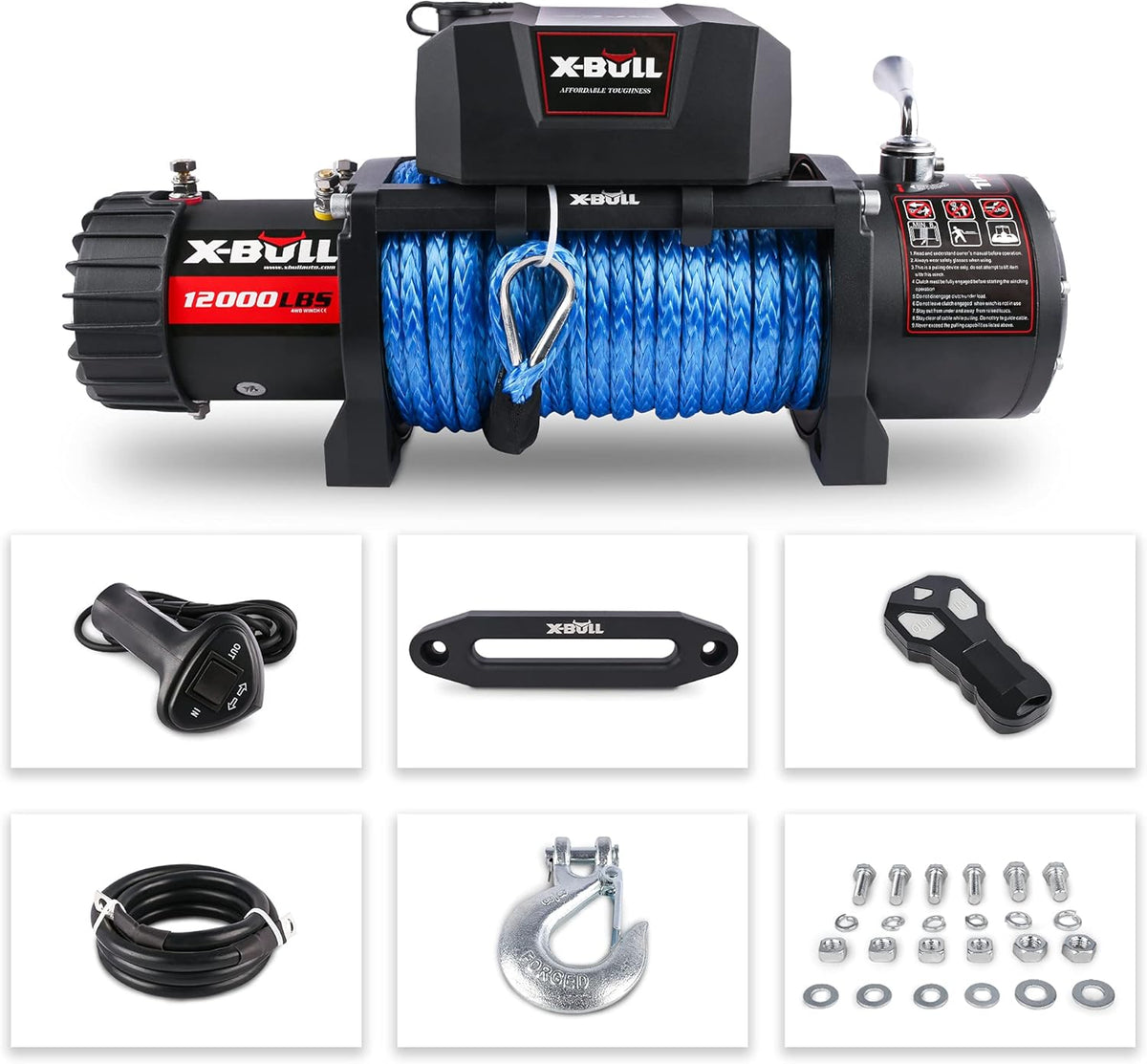 Blue 12000 lb Electric Winch Kit with Wireless Remote B78418