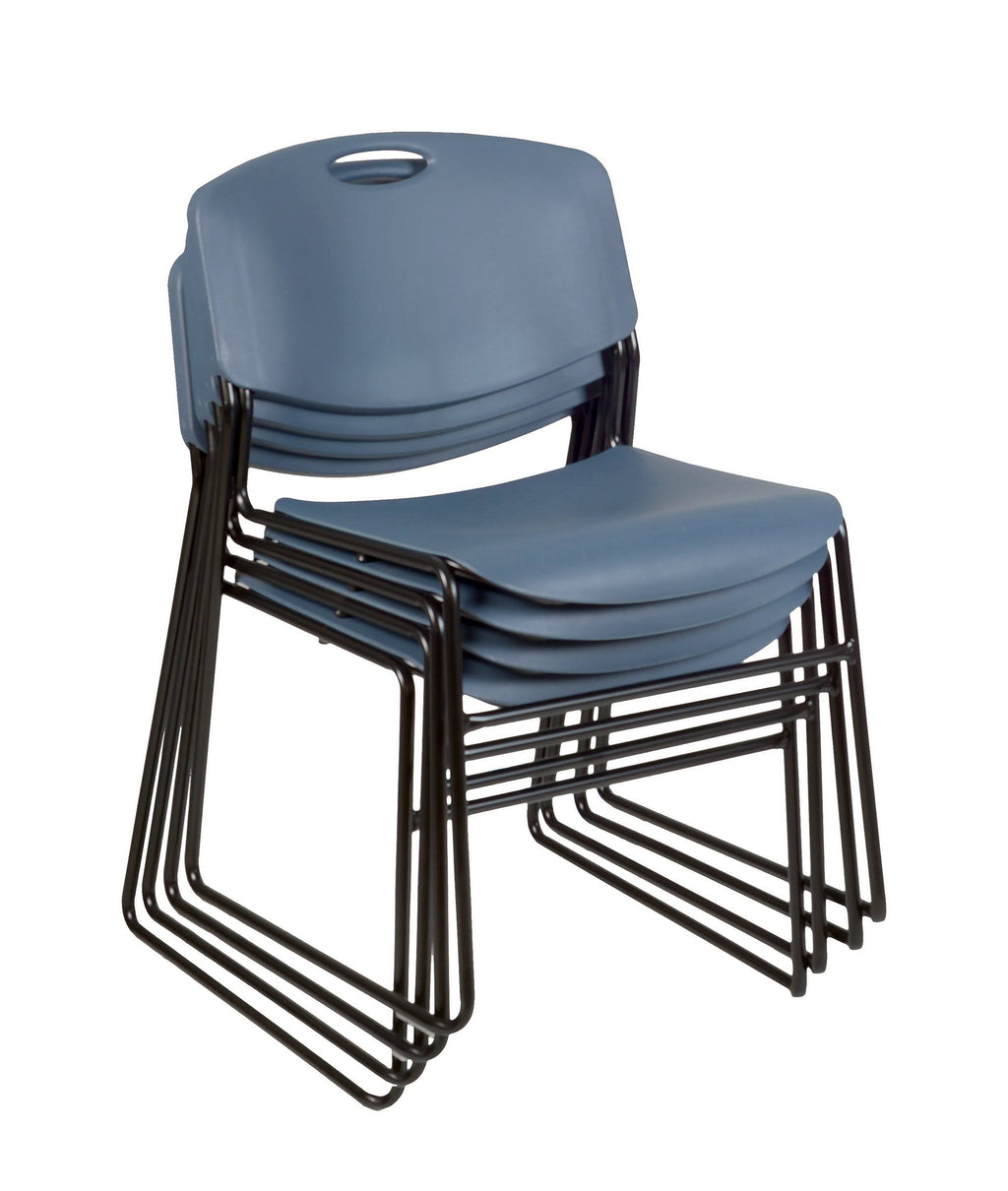 Cherry Training Table and 2 Blue Stack Chairs X392