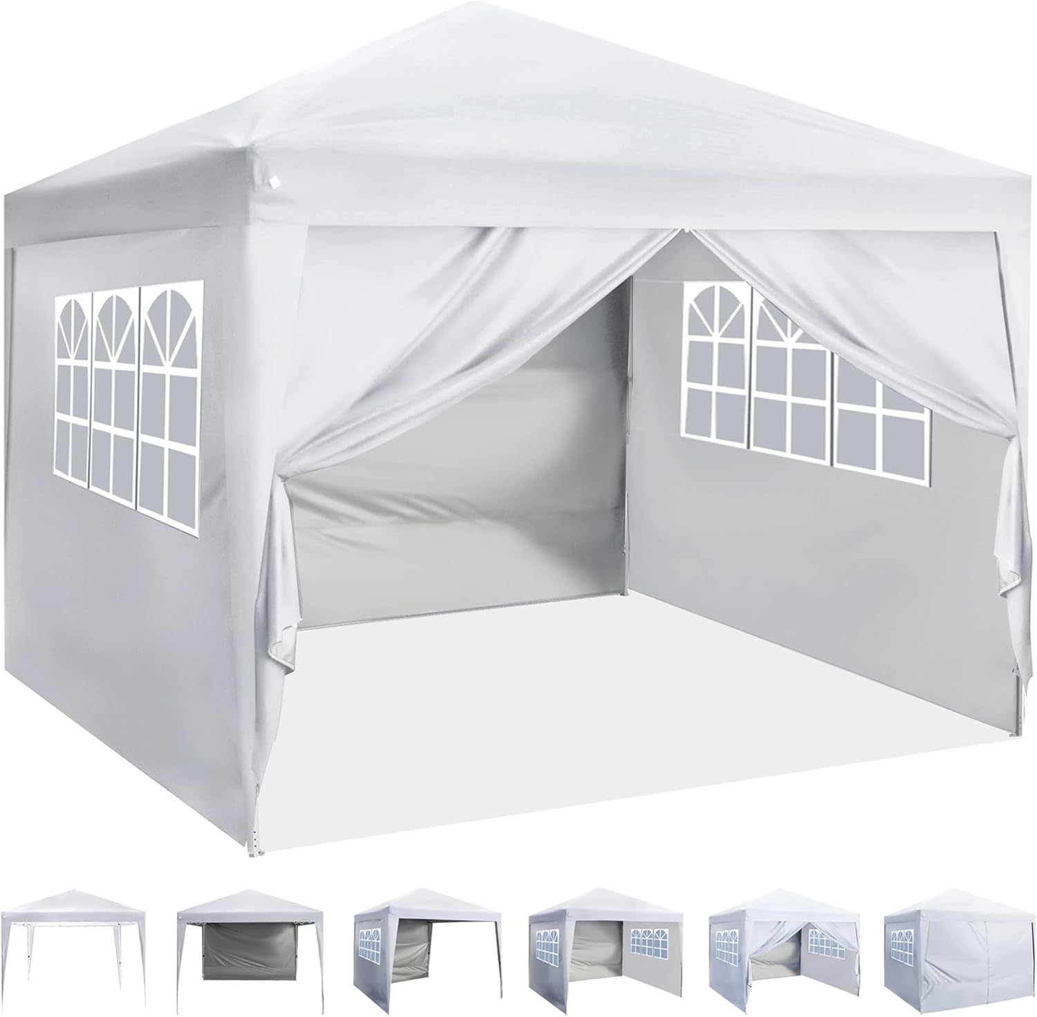 10'x10' Pop Up Canopy with Sidewalls, Adjustable Leg Heights, Windows, Wheeled Carry Bag, Stakes and Ropes, Royal Blue G71642