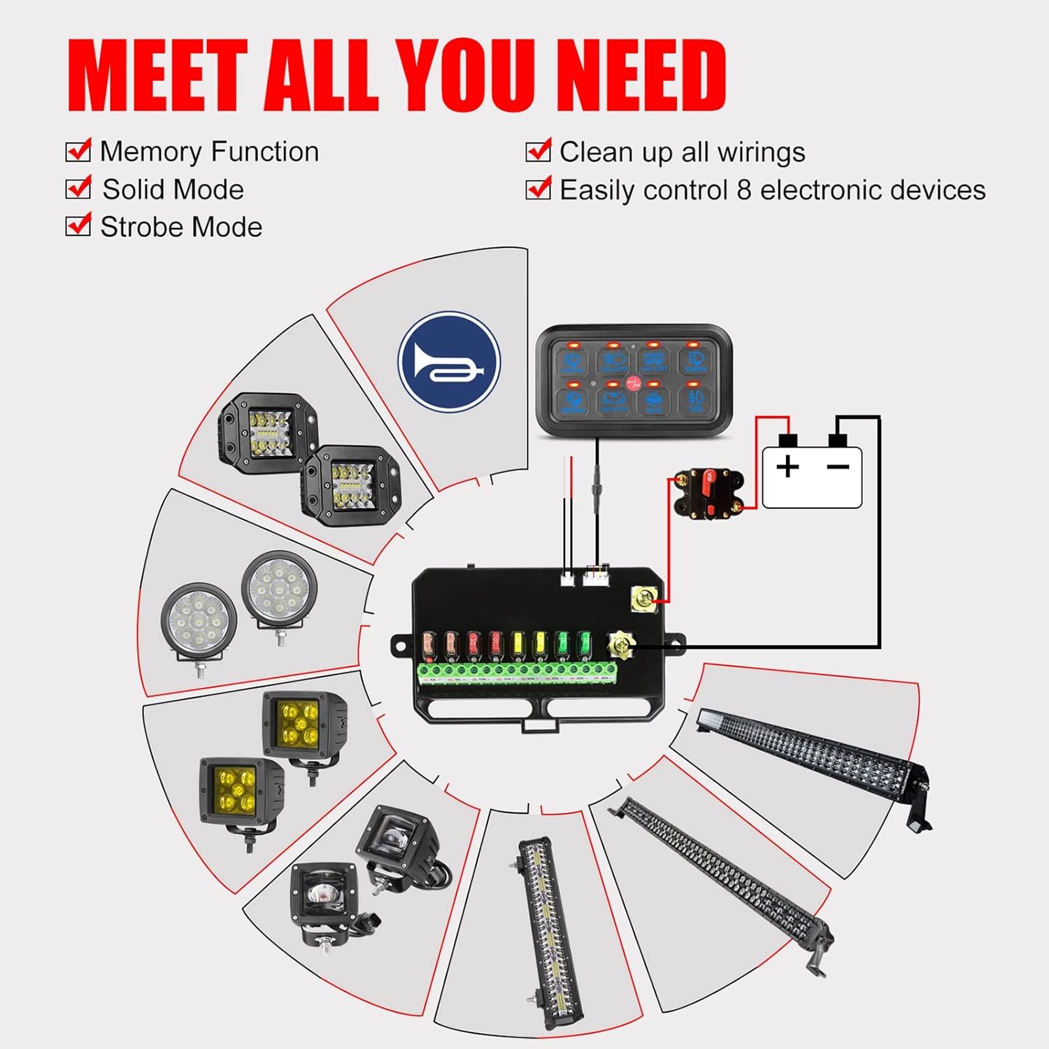 8 Gang Touch Switch Panel with LED Label Stickers J77387