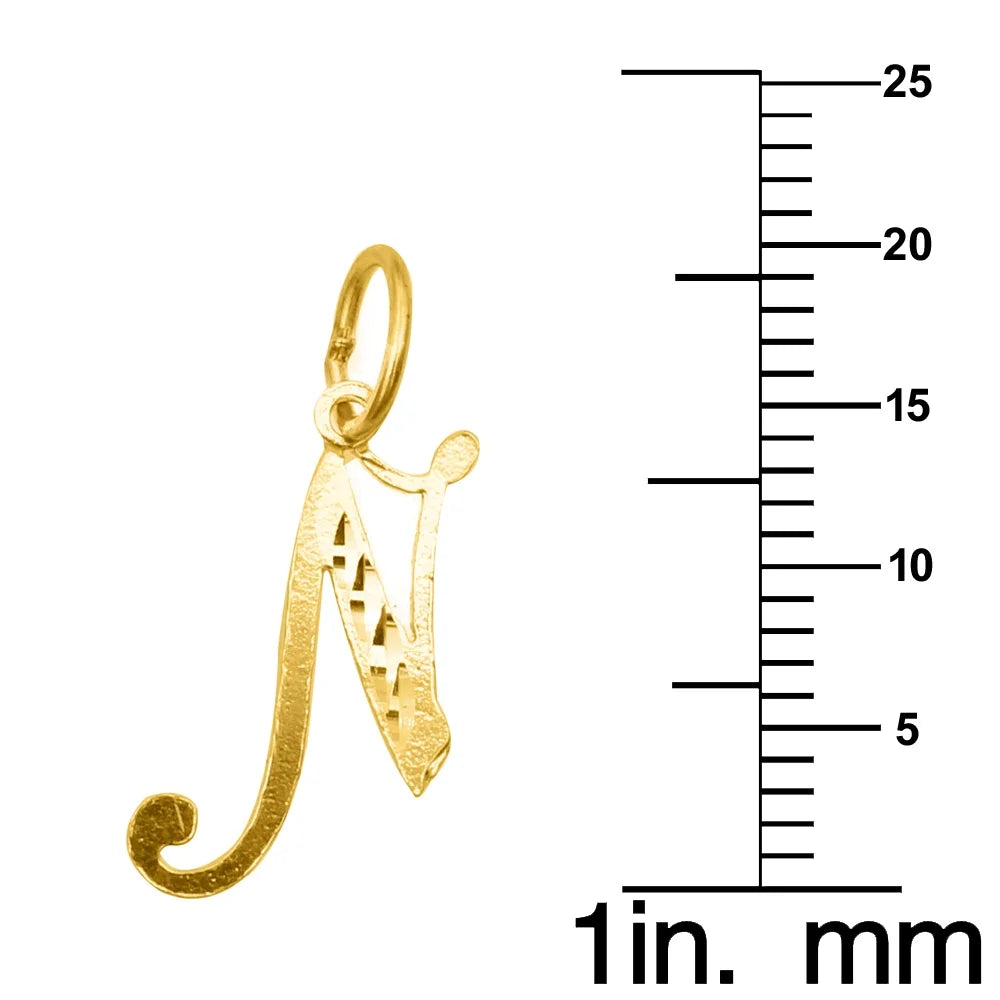 14K Yellow Gold Diamond-Cut Initial Pendant Necklace with 16" Chain T557067