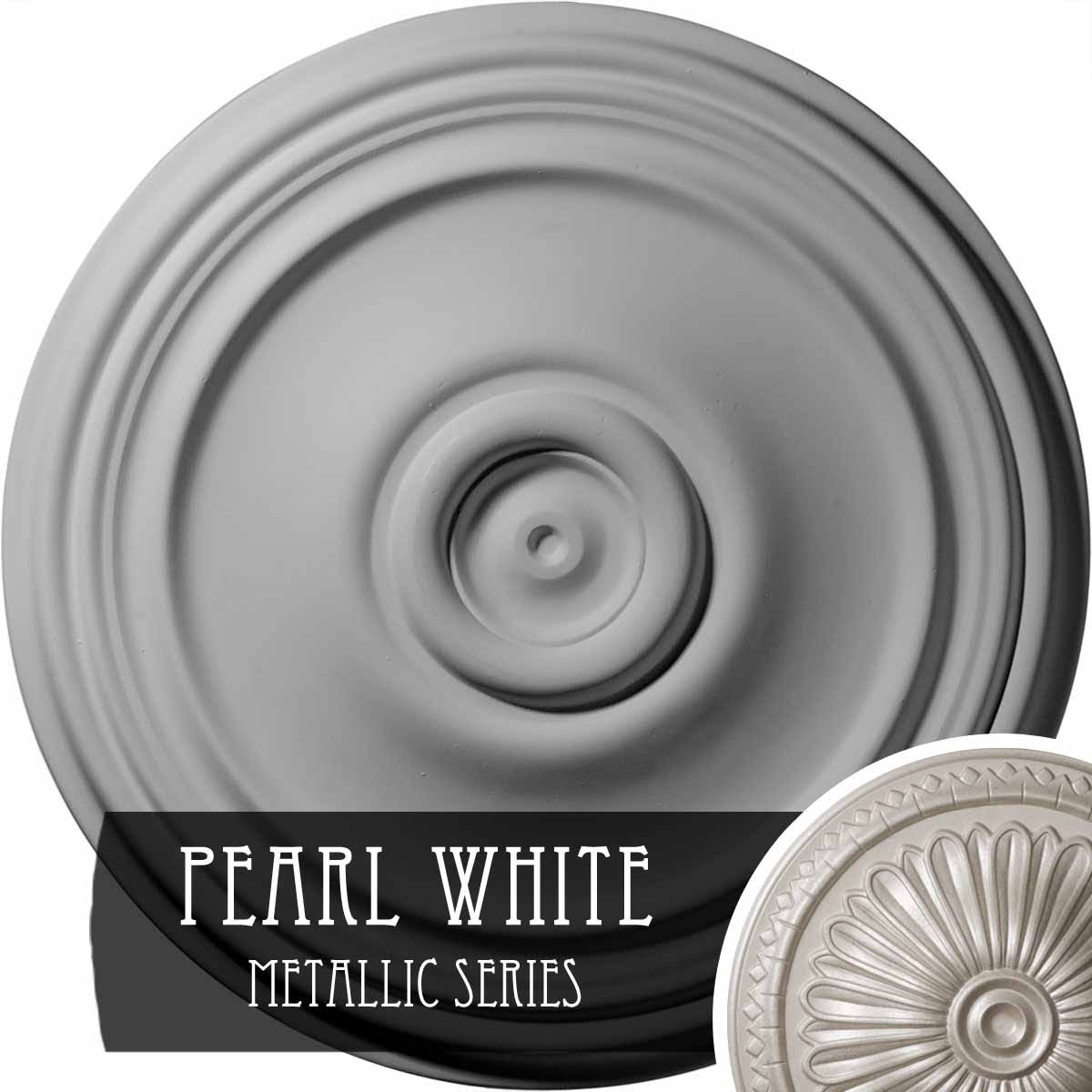 21 inch x 1 1/4 inch Hand-Painted Pearl White Beige Ceiling Medallion R8640