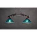 Two Light Island Dark Granite Finish with Teal Crystal Glass T31987