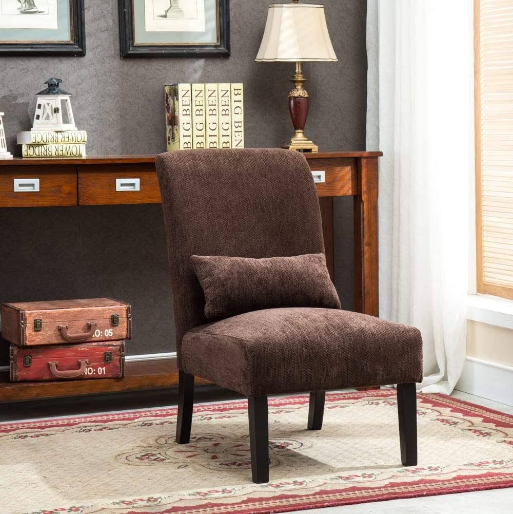 Orange Chenille Armless Accent Chair X491