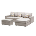 Beige 4 Piece L Shape Sofa with Ottoman Q778953