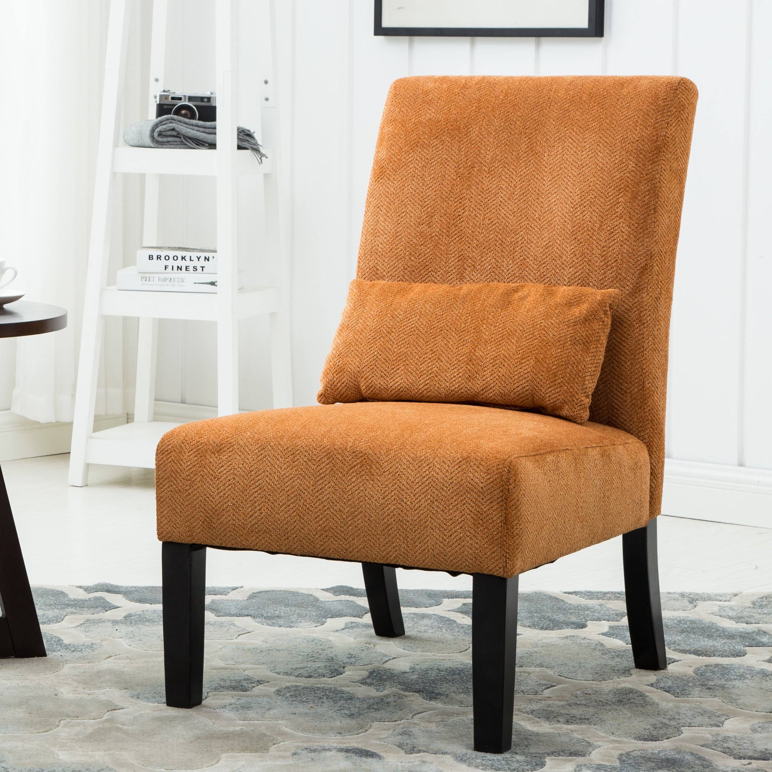 Orange Chenille Armless Accent Chair X491