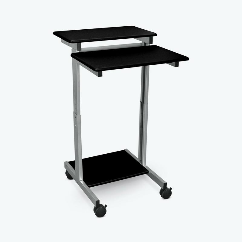 Black AV Cart with 3 Shelves and Cabinet Z71580