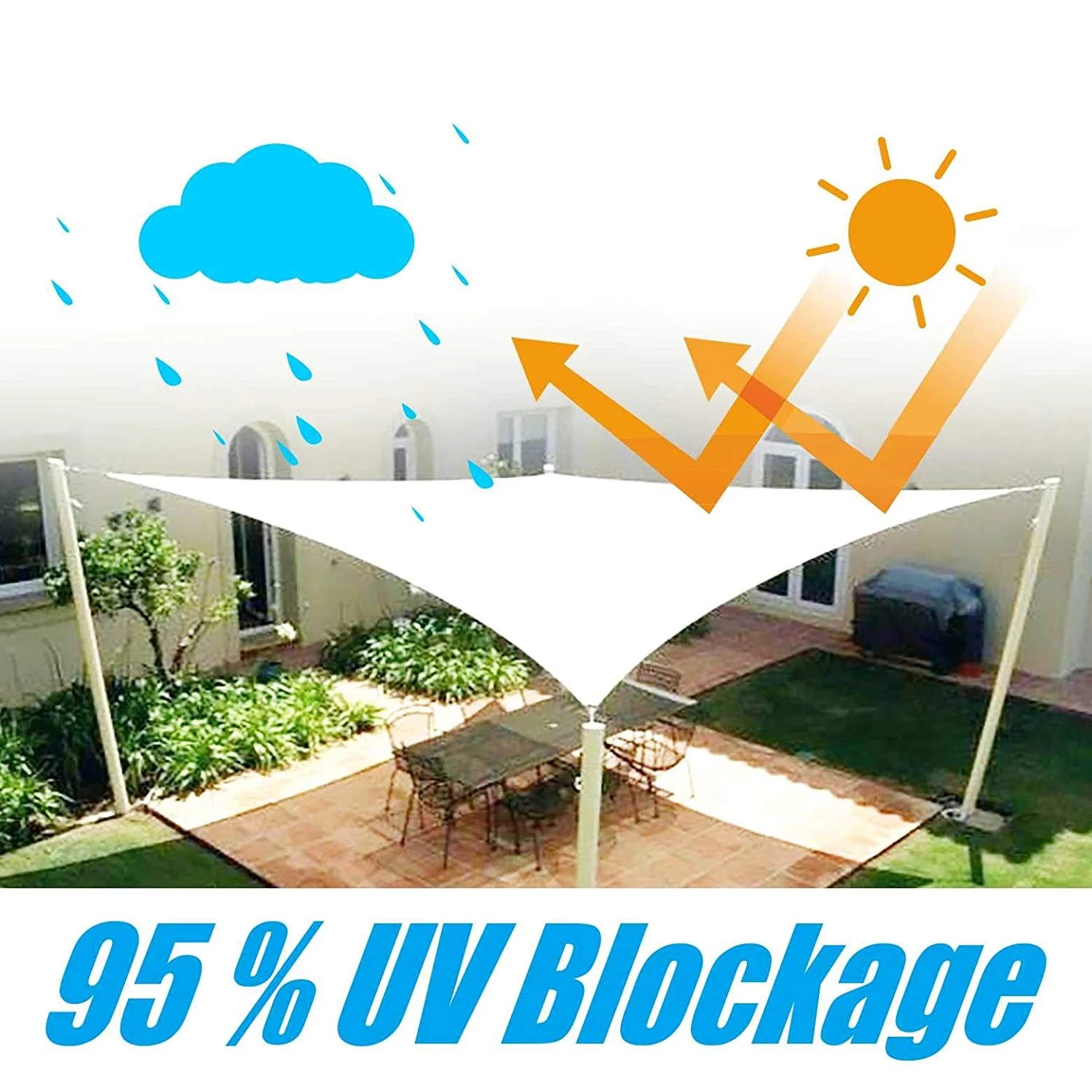 Beige Triangle Waterproof Sun Shade Sail Canopy J8987