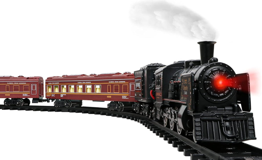 Metal Alloy Electric Train Set with Steam Locomotive, Passenger Carriages, Tracks, Smoke, Sounds, Lights M9766