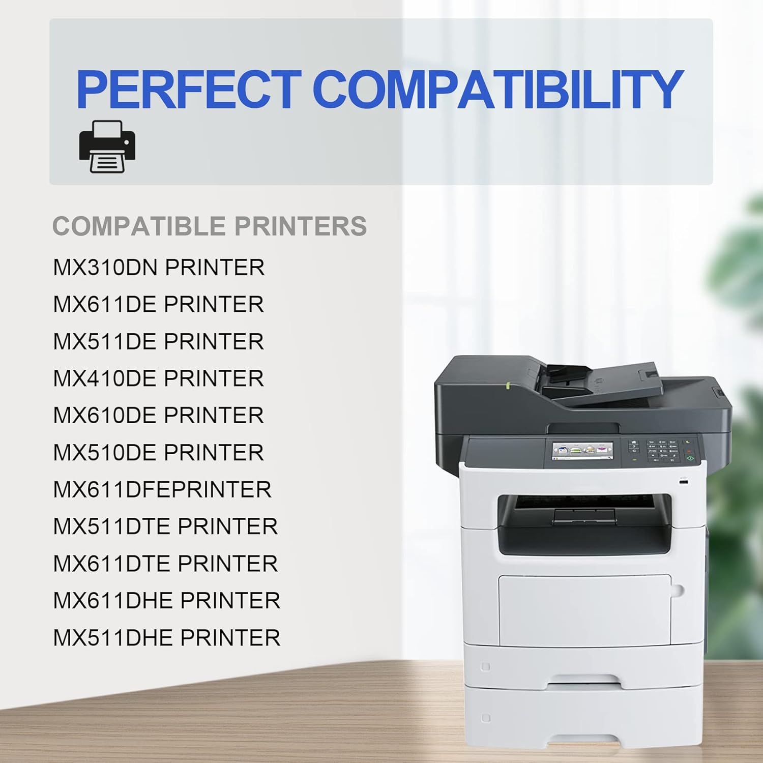 2 Black Toner Cartridges for Lexmark MX310 MX611 MX511 MX410 MX610 MX510 Printer E59756