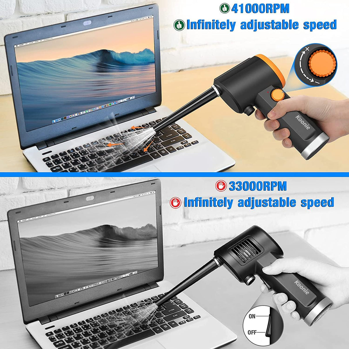 Cordless Air Duster, 41000 RPM, 6000mAh Rechargeable Battery D233