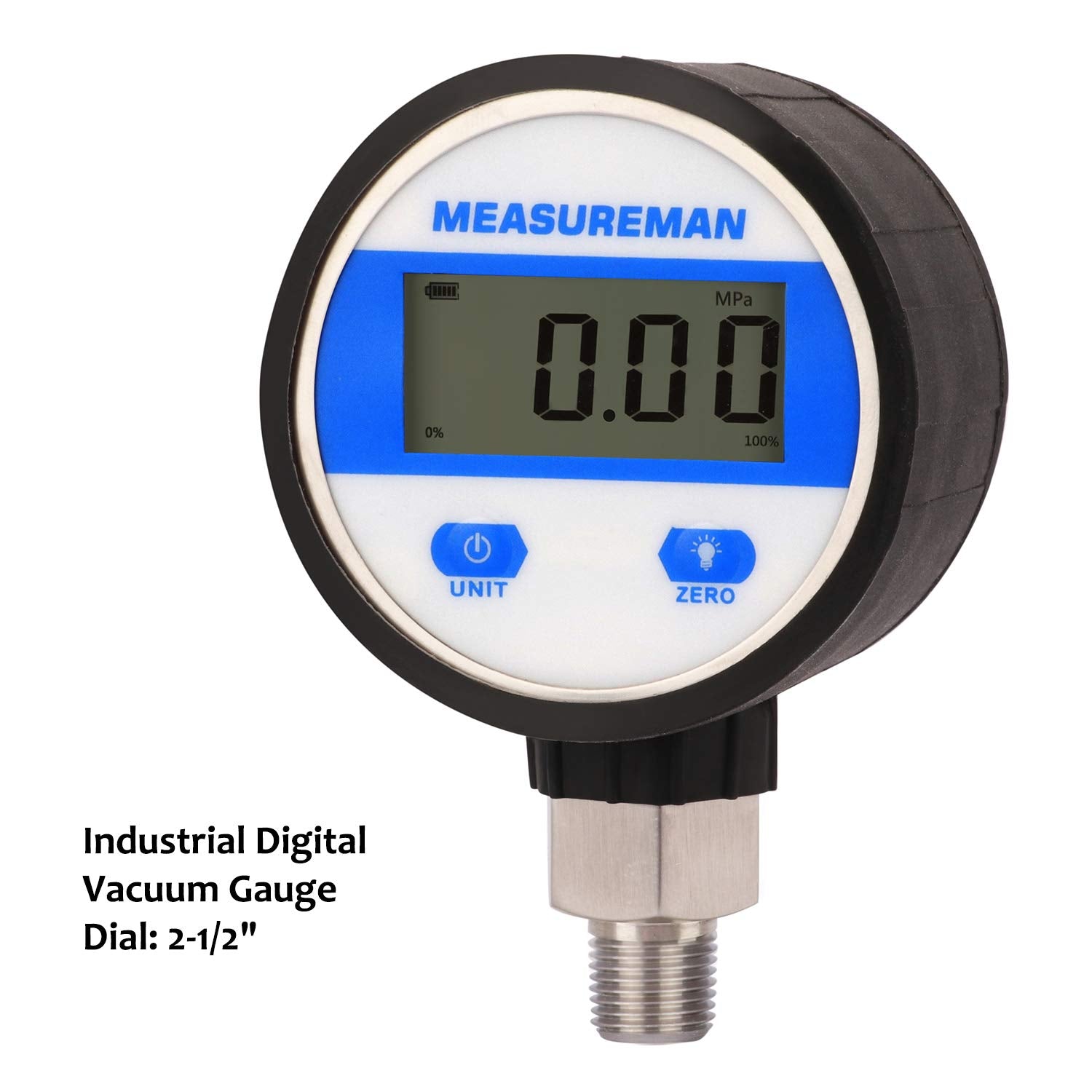 2-1/2" Digital Industrial Vacuum Gauge, Stainless Steel, -15psi, Pack of 2 D123806