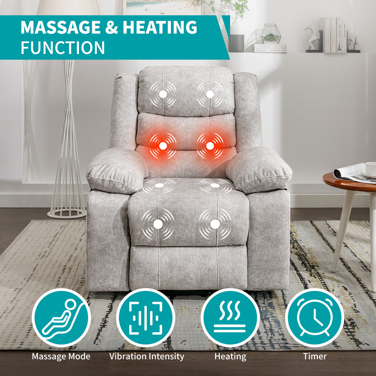 Beige Electric Massage Recliner Chair J6500