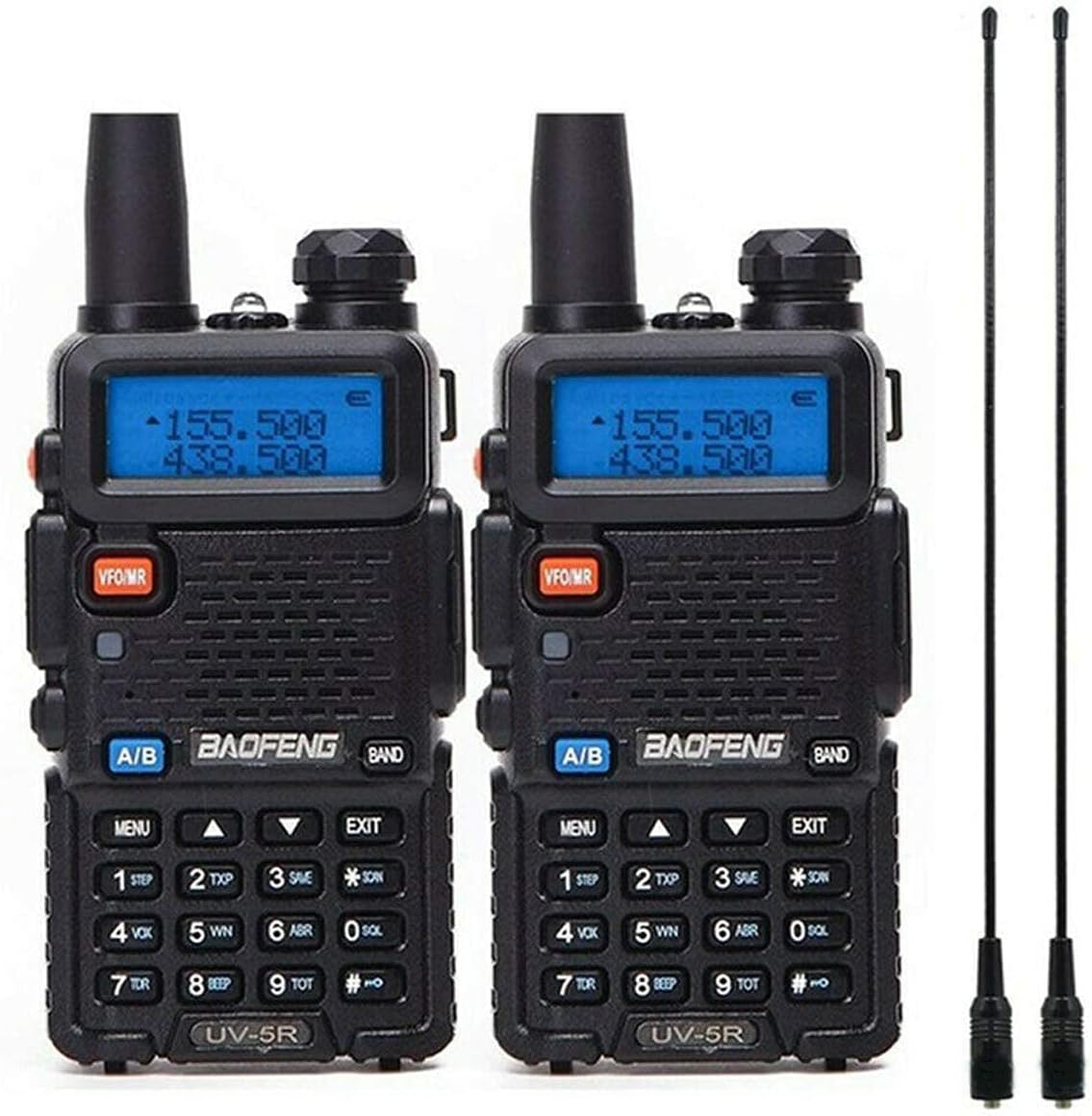 2 Pack Black Baofeng UV-5R Two Way Radio Handheld Walkie Talkie with 771 Antenna A5902