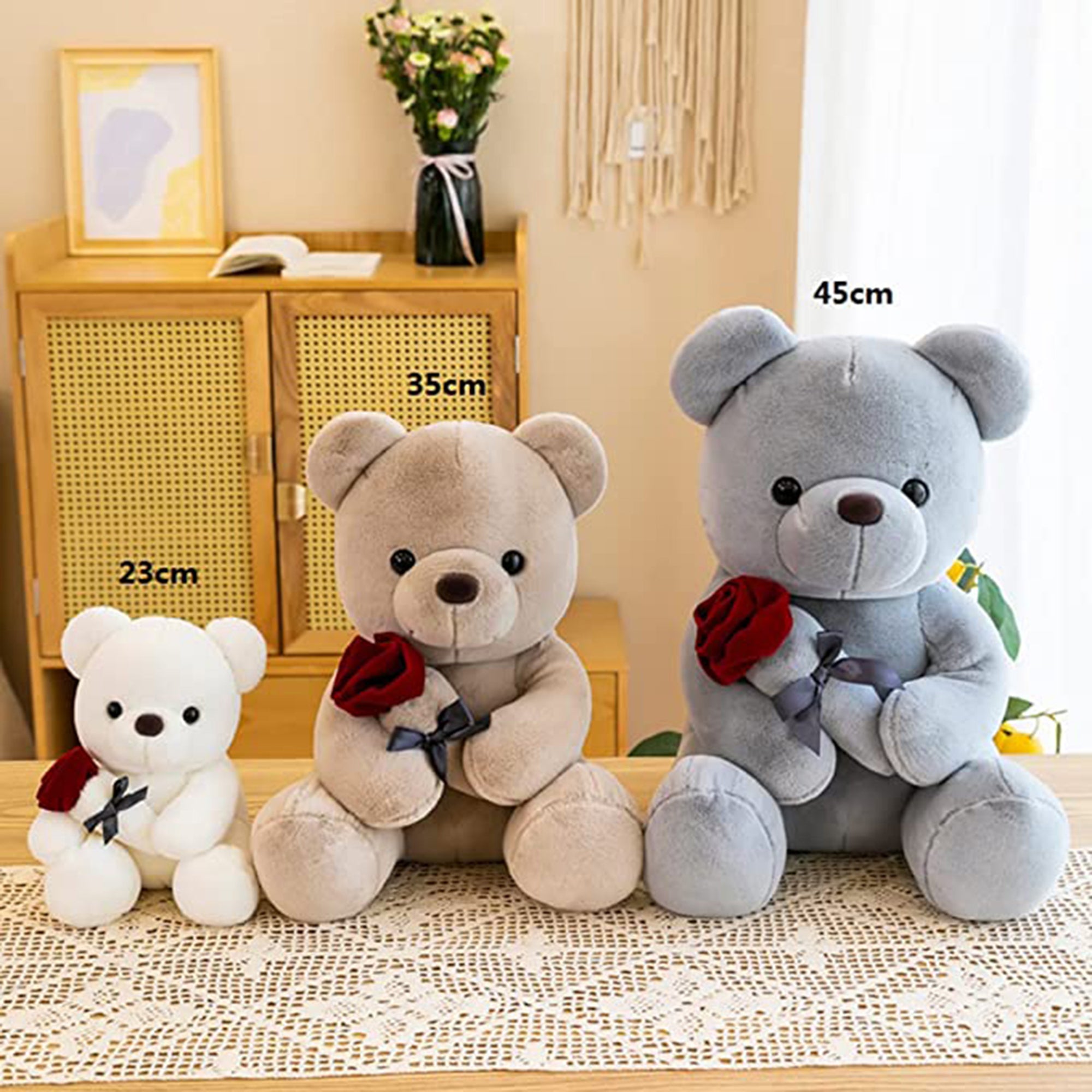 Teddy Bear with Rose Stuffed Animal Plush Toy F228353