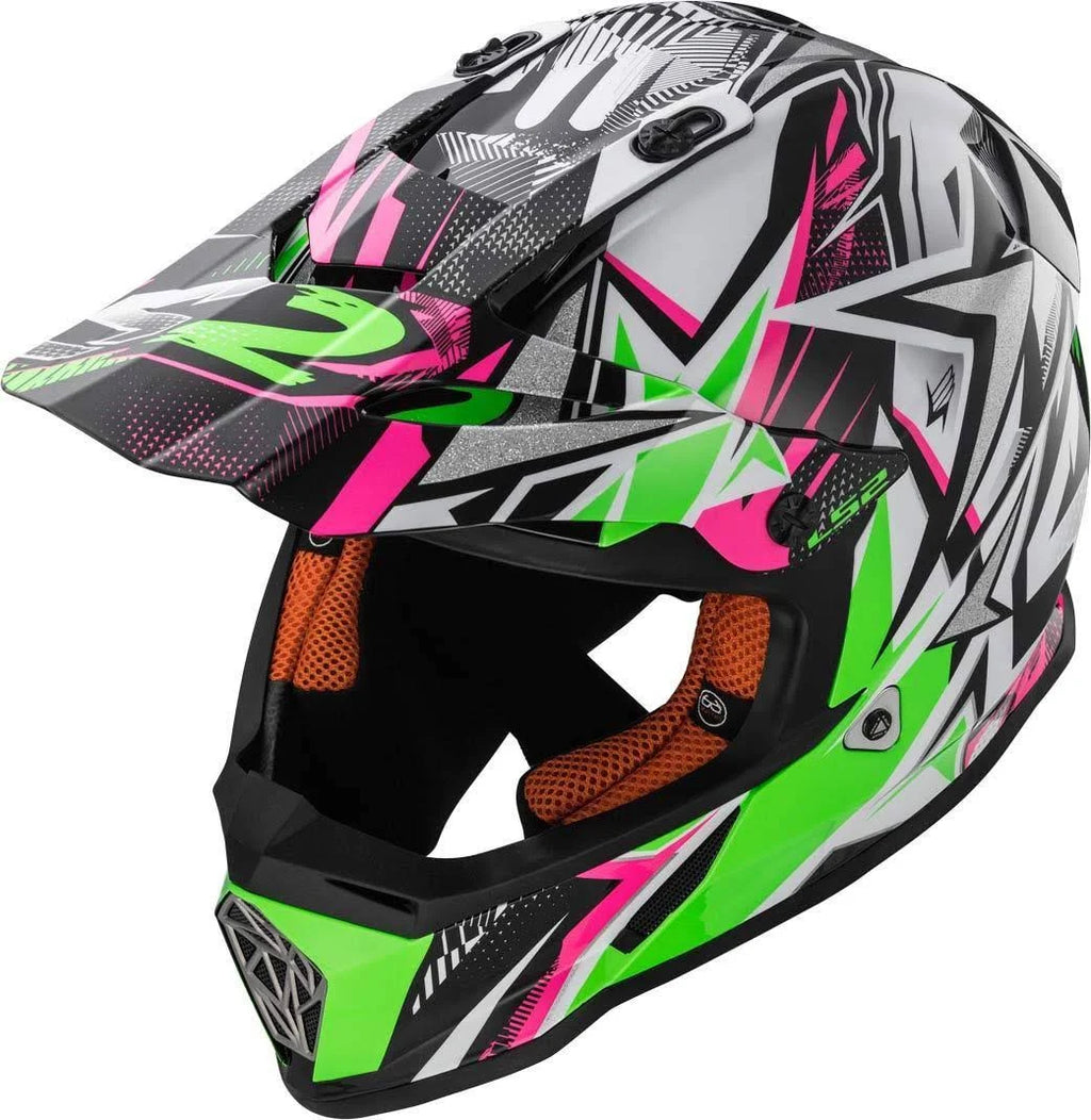 White/Green/Pink XXL Cross Helmet O264219