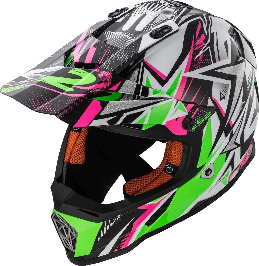 White/Green/Pink XXL Cross Helmet O264219