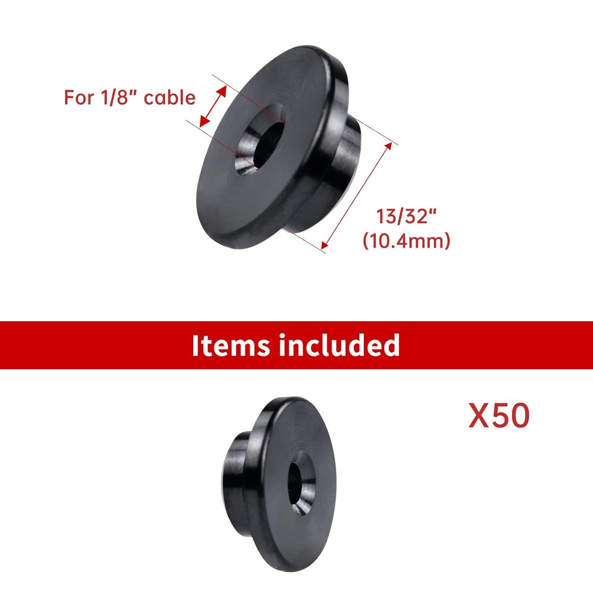 Black Cable Railing Kit 1/8 Sleeves Washer Insert Plug for Wire Rope Metal Posts T316 Stainless Steel Deck Balcony S469