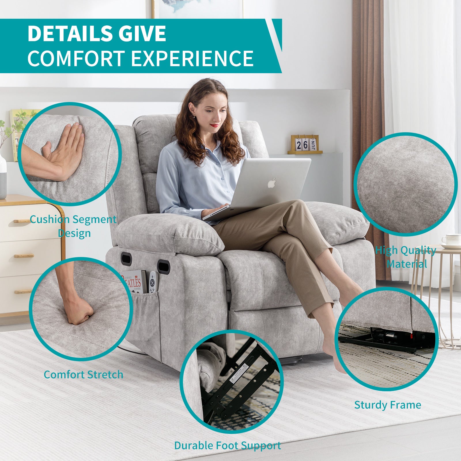 Beige Electric Massage Recliner Chair J6500