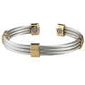 Trio Cable Stainless/Gold Magnetic Bracelet, Extra Large S21874