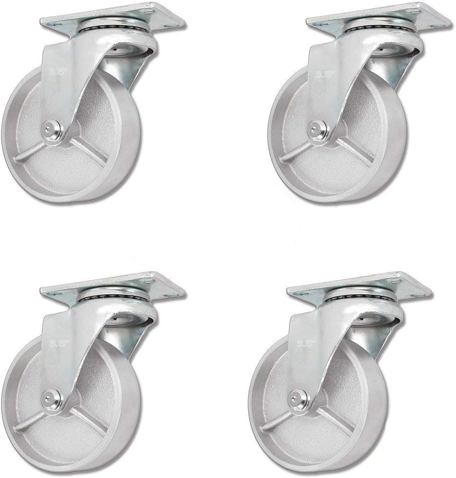 Steel Wheel Caster Set of 4, 350 Lbs Capacity Per Caster, Pack of 2 Q756243