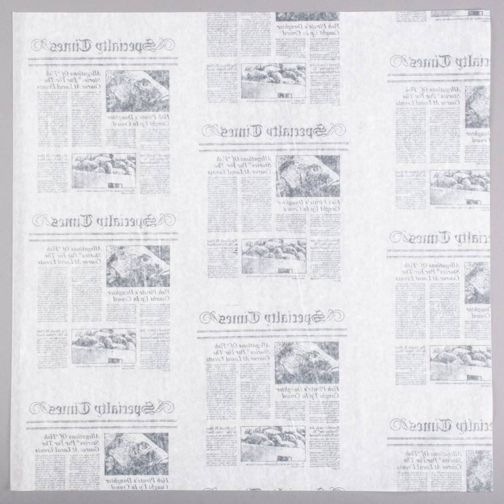 White Newspaper Print Deli Sandwich Wrap Paper - 1000/Pack Y5721