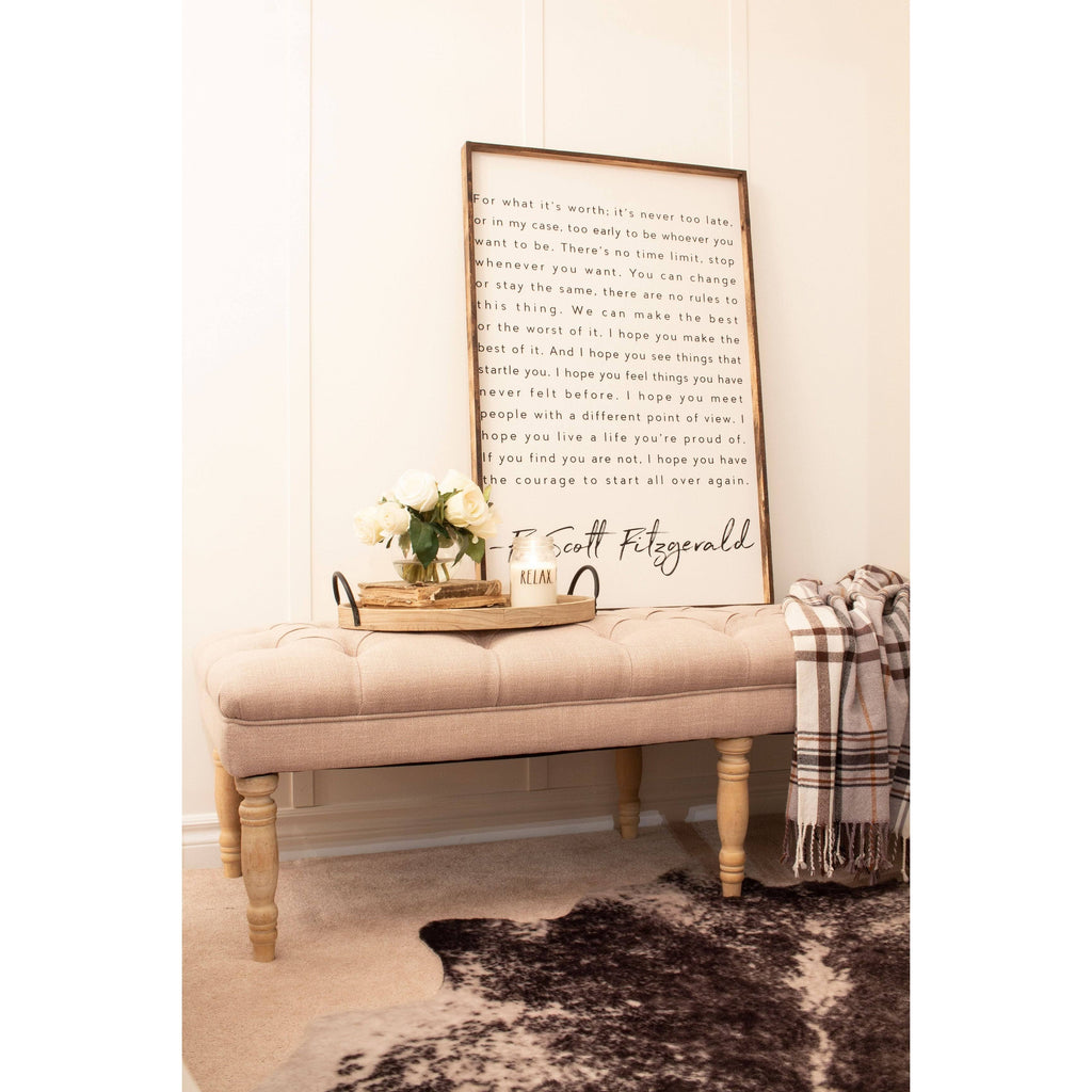 Natural Beige Tufted Bench U5124