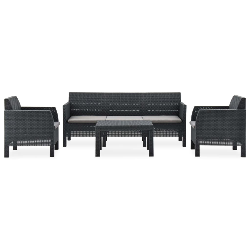 4 Piece Polypropylene Patio Lounge Set with Cushion D901