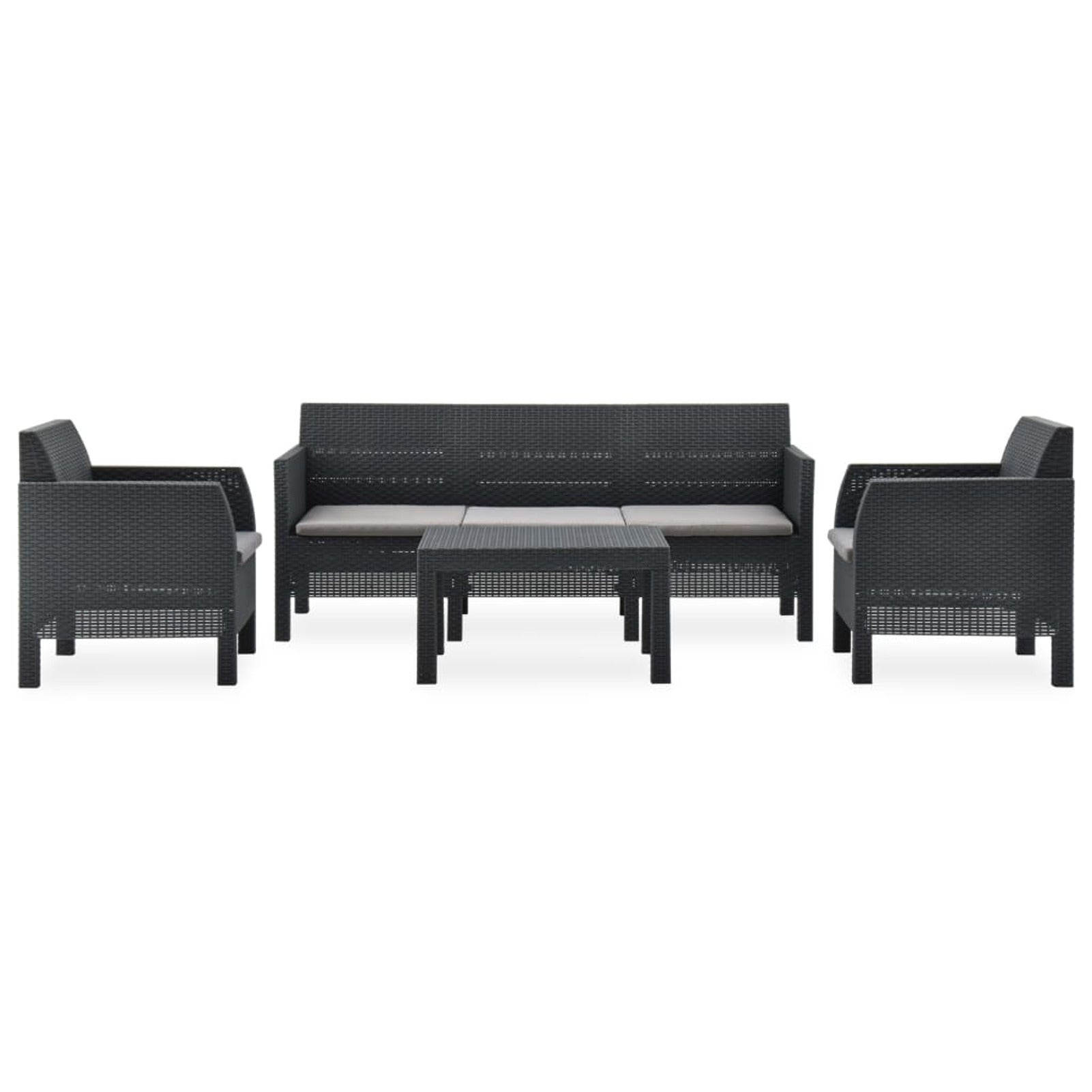 4 Piece Polypropylene Patio Lounge Set with Cushion D901