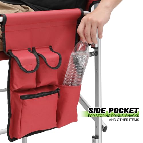 Dark Green Folding Camping Director Chair with Side Table F836