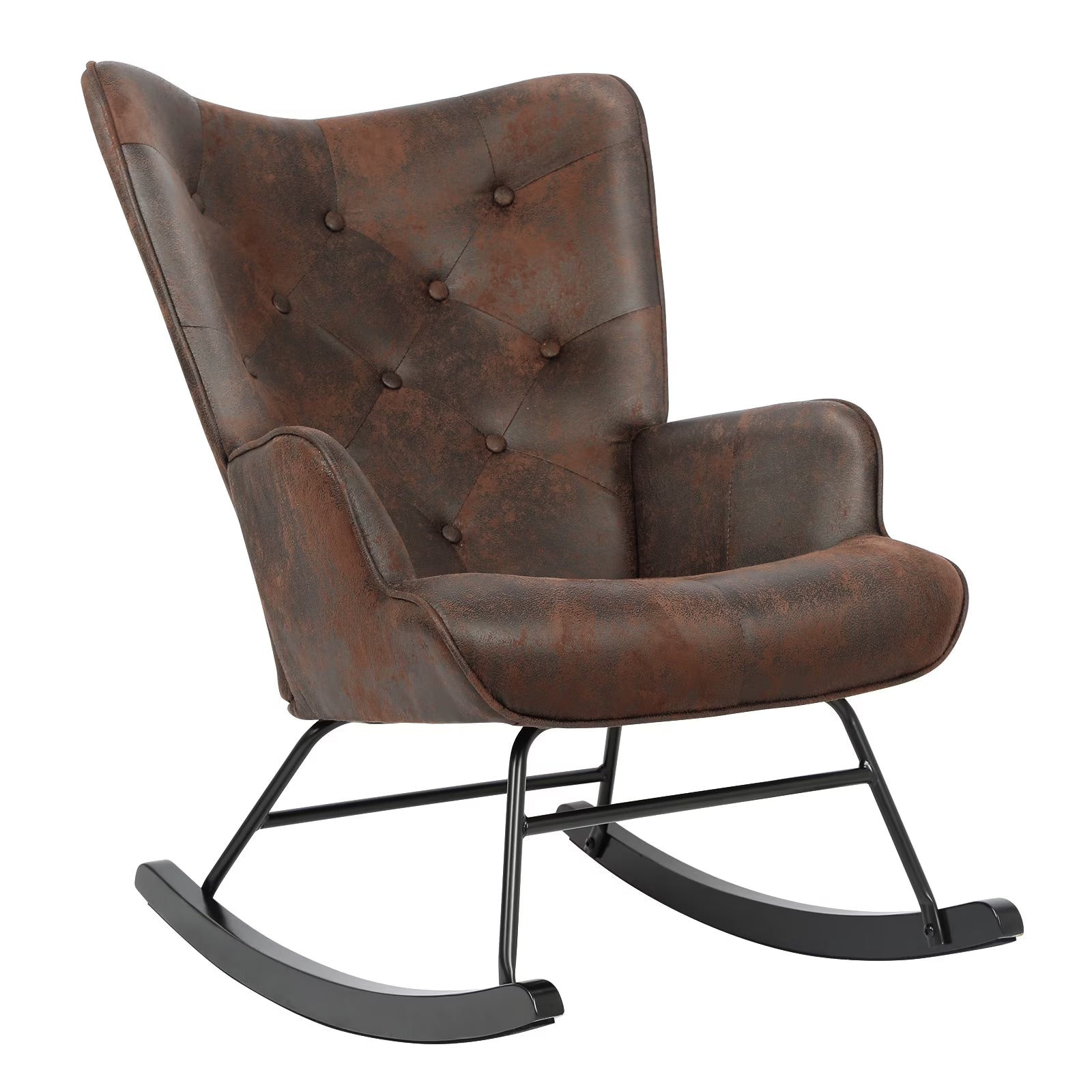Black Upholstered Rocking Chair with Leather Padded Seat C961153