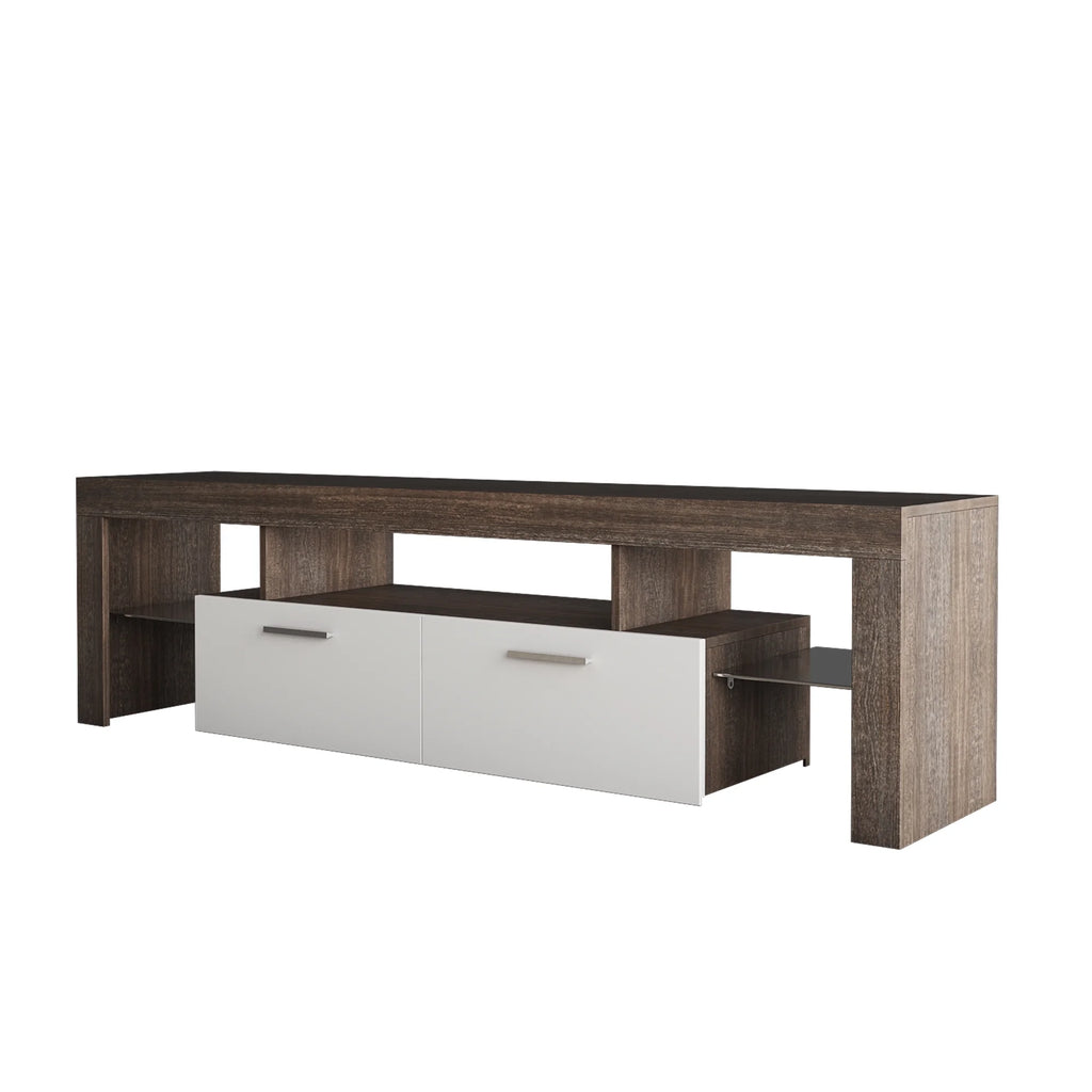Brown Farmhouse TV Stand with Storage Drawers and Media Shelves Y274