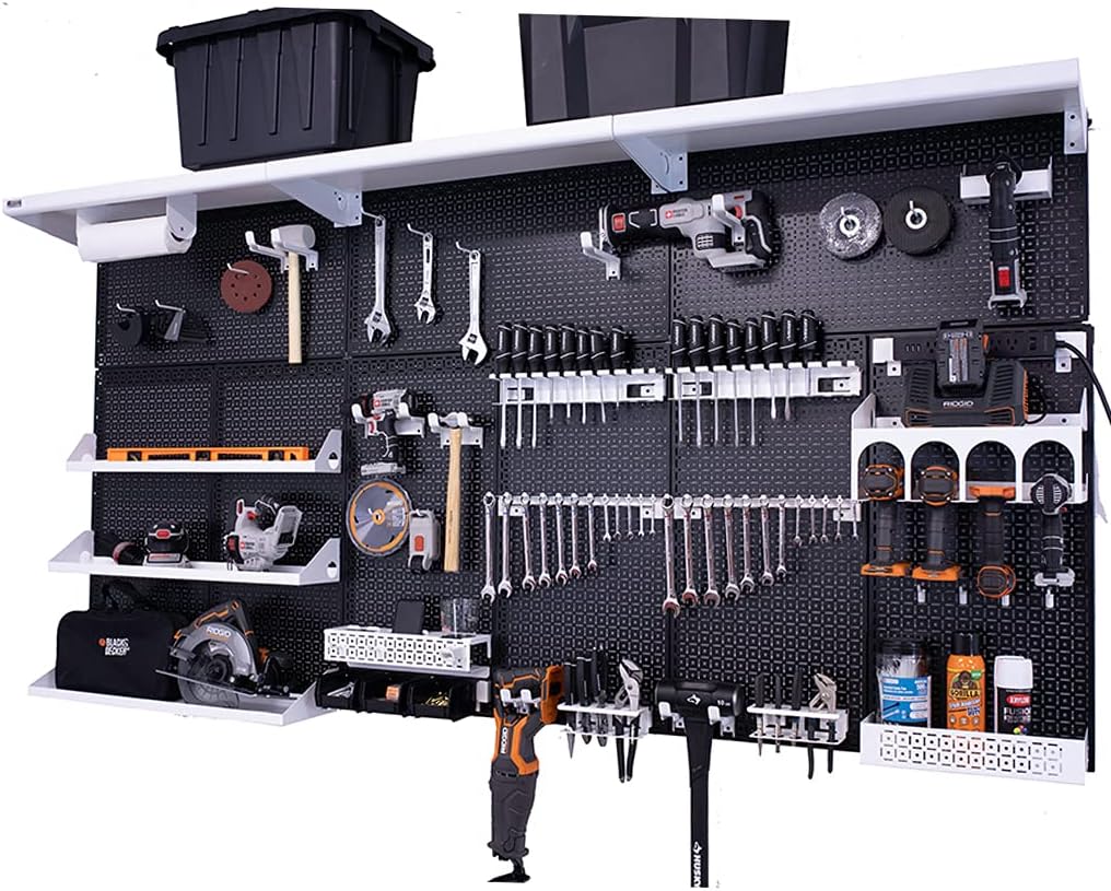 Red Metal Pegboard Wall Organization System Y90135