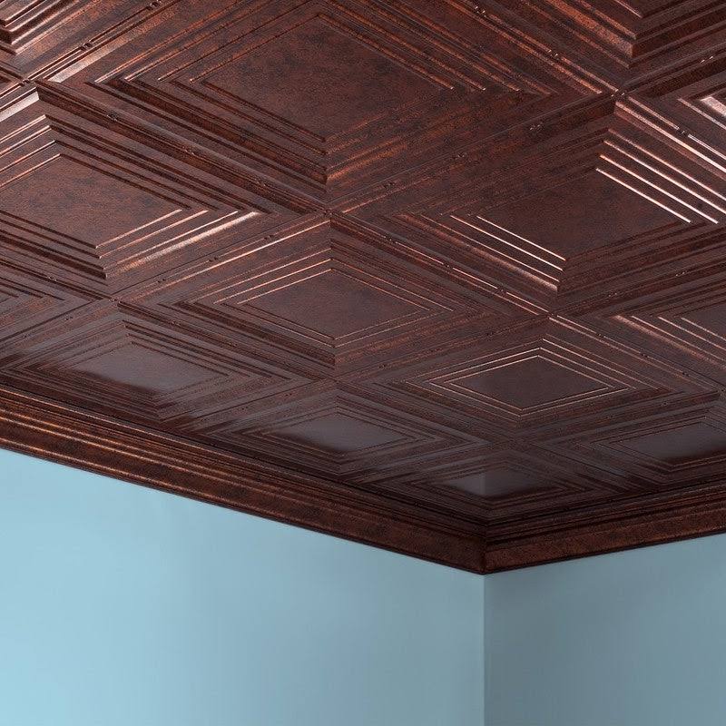 Moonstone Copper Decorative Vinyl Glue Up Ceiling Tile (5 Pack) I903