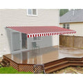 Red and White Striped Motorized Retractable Patio Awning 20x10 Feet A2079