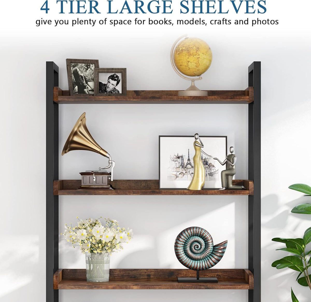 4-Tier Bookshelf with Doors and 2 Storage Cabinets L43347