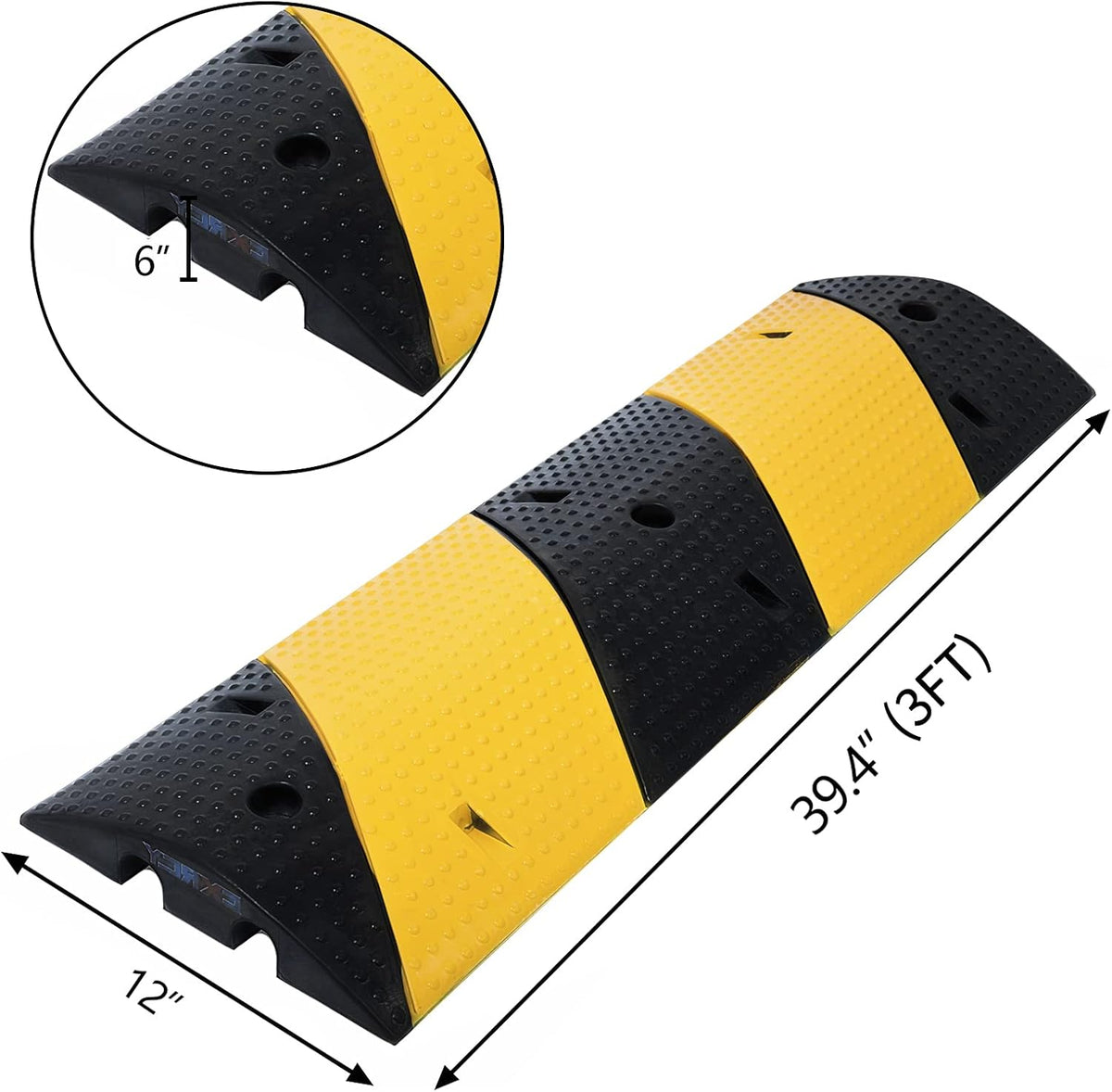 Rubber Speed Bumps 1 Pack 2-Channel Modular Heavy Duty Cable Protector Ramp with 3 Bolts ( 39.4 x 12 W x 2.4 H) S44478