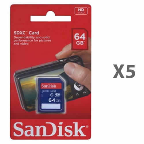 64GB SDXC Card Class 4 (5 Pack) U22196
