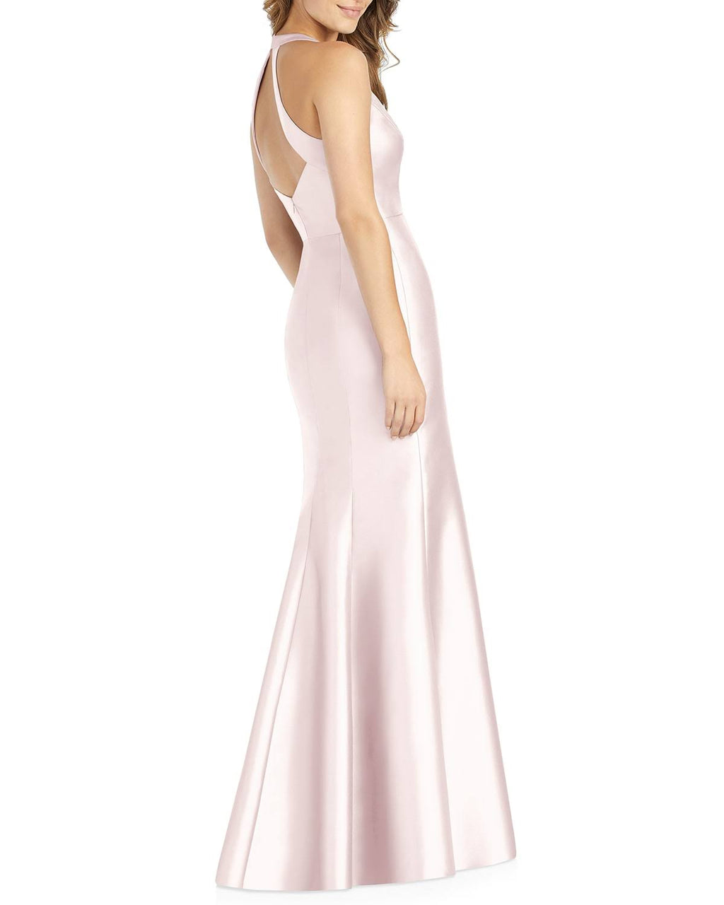 Satin Halter Gown - Blush Pink - Size 14 Z923001