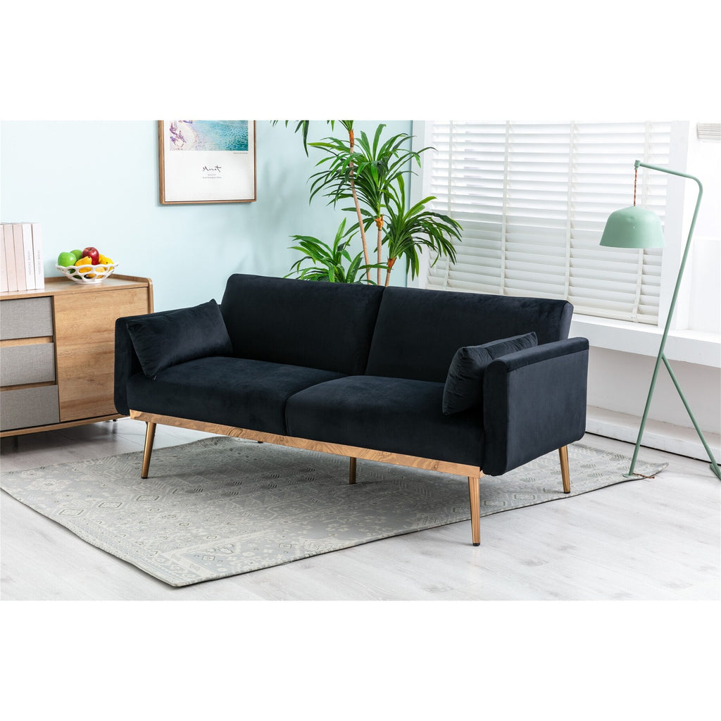 Pink Velvet Loveseat Sofa With Metal Feet M6969